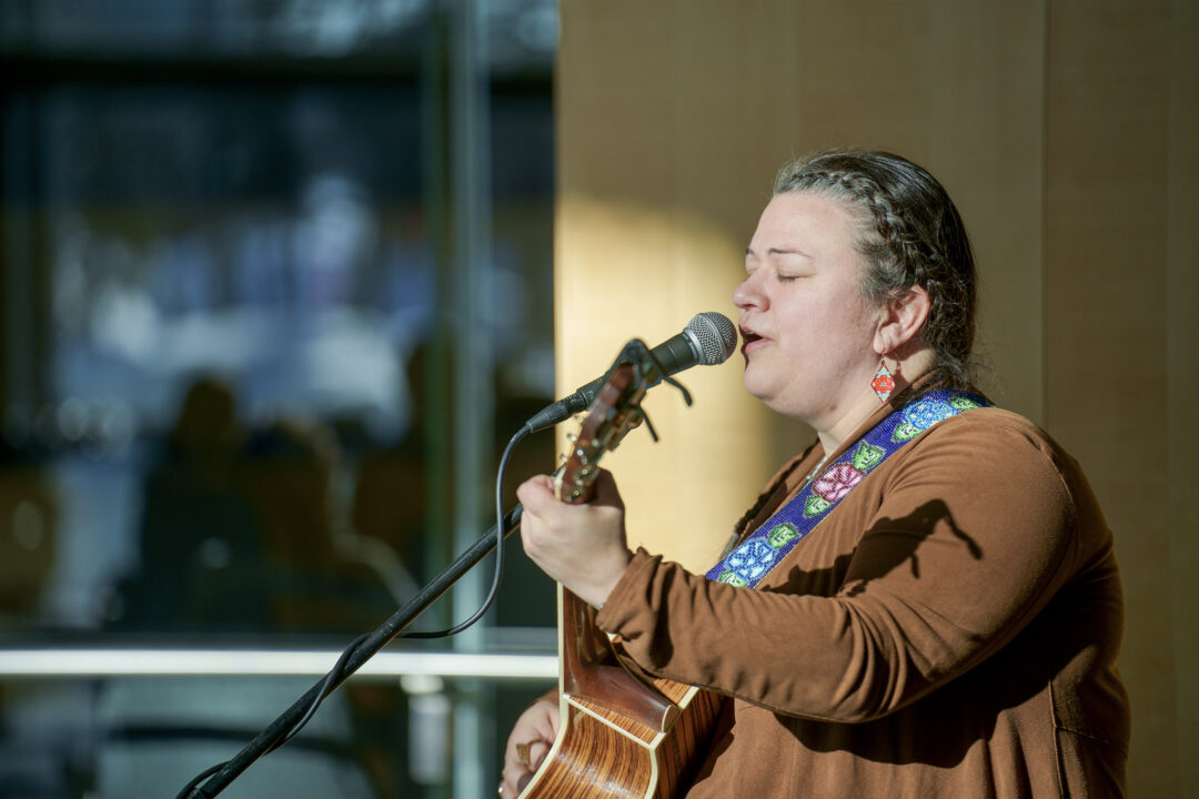 Musician, Miranda Currie, performing at a citizenship ceremony.